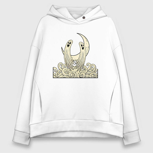 Женское худи оверсайз Два духа под луной / Белый – фото 1