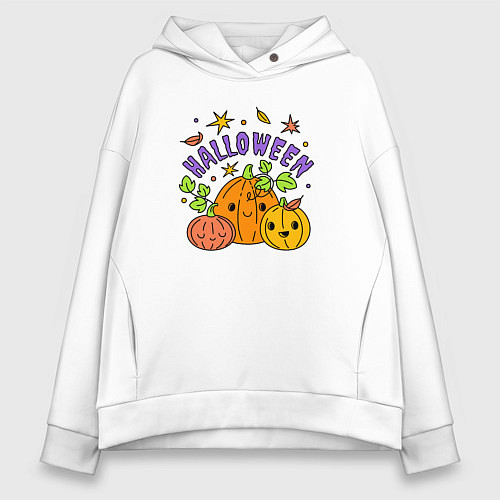 Женское худи оверсайз Весёлый хэллоуин / Белый – фото 1
