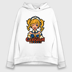 Толстовка оверсайз женская Поп-арт Барбары Genshin Impact, цвет: белый