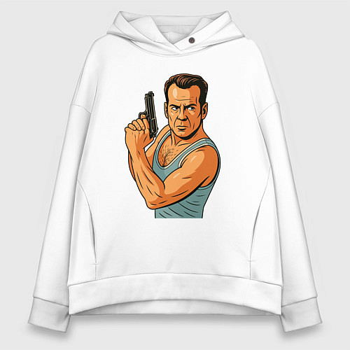Женское худи оверсайз Брюс Уиллис / Белый – фото 1