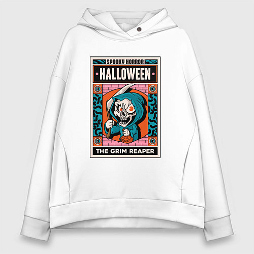 Женское худи оверсайз Halloween grim reaper / Белый – фото 1
