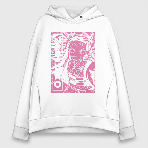 Женское худи оверсайз Клинок рассекающий демонов Nezuko бой / Белый – фото 1