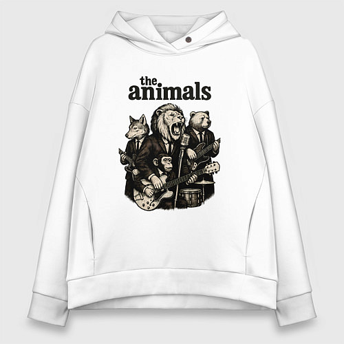 Женское худи оверсайз The animals группа из зверей / Белый – фото 1