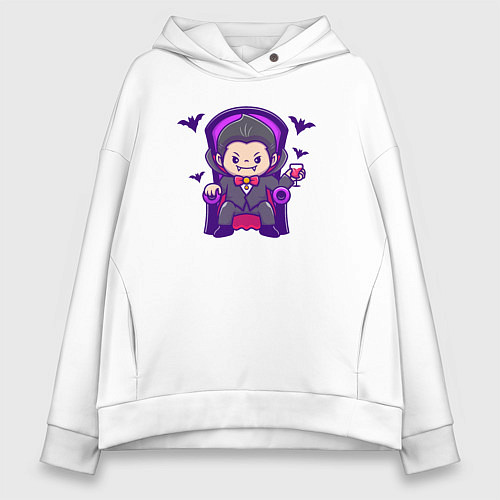 Женское худи оверсайз Дракула на троне / Белый – фото 1