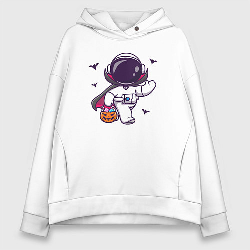 Женское худи оверсайз Космонавт с конфетками / Белый – фото 1