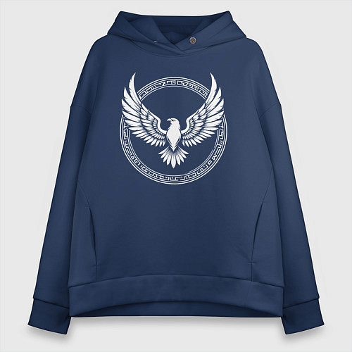 Женское худи оверсайз Орел стилизованый круг / Тёмно-синий – фото 1