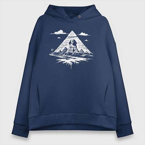 Женское худи оверсайз Тайна пирамид и Сфинкса / Тёмно-синий – фото 1