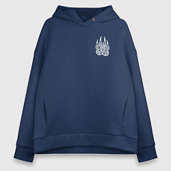 Толстовка оверсайз женская Оберег волчья лапа в кельтском стиле, цвет: тёмно-синий
