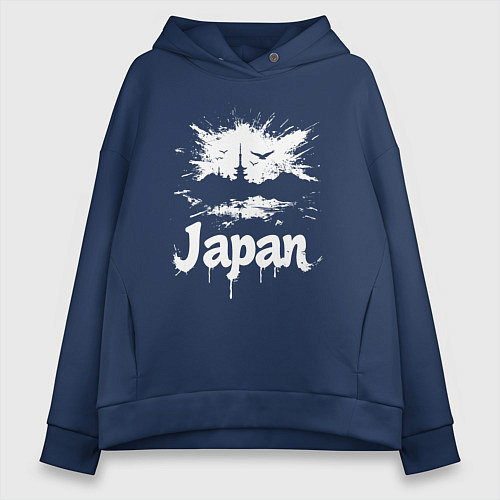 Женское худи оверсайз Япония в граффити-стиле / Тёмно-синий – фото 1