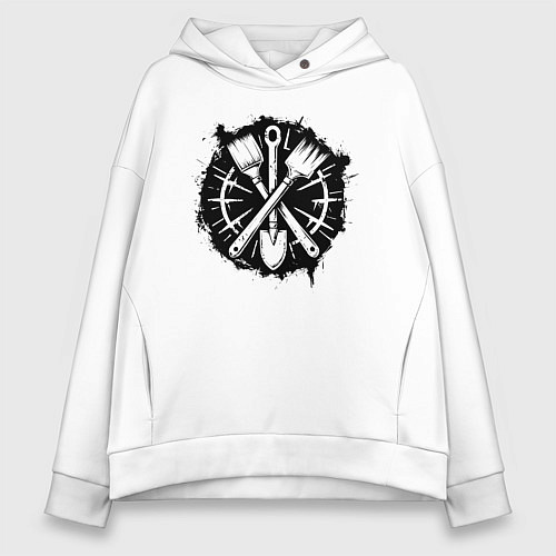 Женское худи оверсайз Лопатка и кисточки / Белый – фото 1