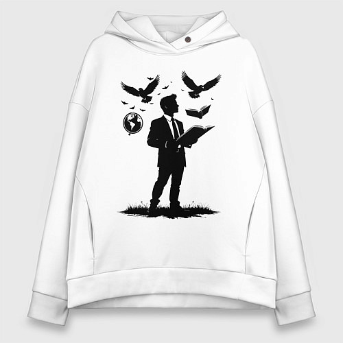 Женское худи оверсайз Учитель с символами / Белый – фото 1