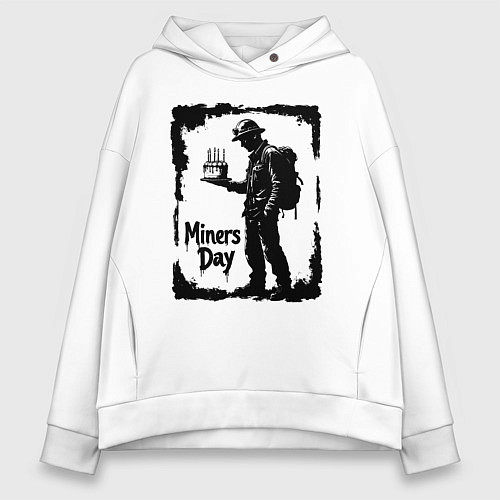Женское худи оверсайз Шахтерский праздник / Белый – фото 1