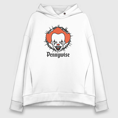 Женское худи оверсайз Злобный клоун / Белый – фото 1