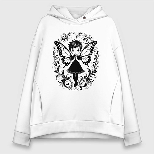 Женское худи оверсайз Фея в орнаменте / Белый – фото 1