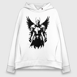 Толстовка оверсайз женская Черный рыцарь с крыльями, цвет: белый