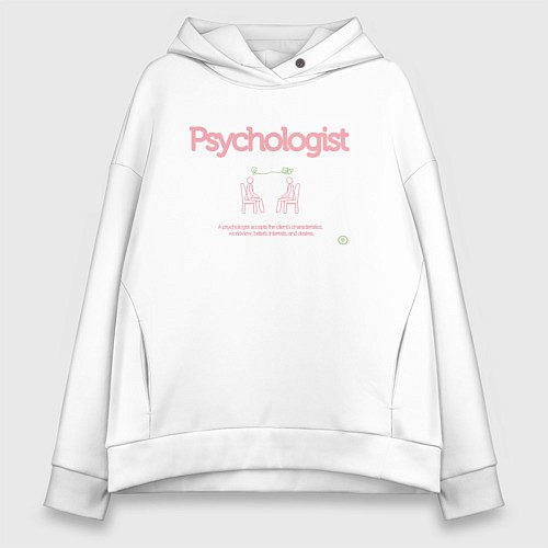 Женское худи оверсайз Психолог на английском / Белый – фото 1