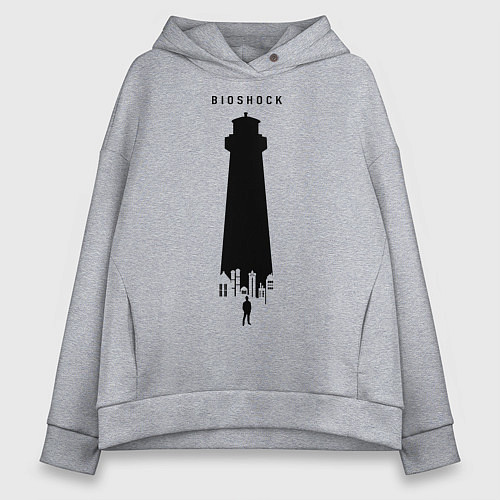 Женское худи оверсайз Биошок маяк / Меланж – фото 1