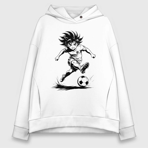 Женское худи оверсайз Футбольная атака аниме / Белый – фото 1