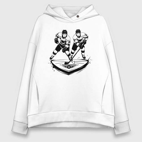 Женское худи оверсайз Хоккейная дуэль / Белый – фото 1