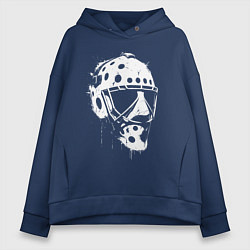 Толстовка оверсайз женская Белая хоккейная маска, цвет: тёмно-синий