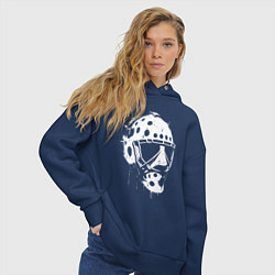 Толстовка оверсайз женская Белая хоккейная маска, цвет: тёмно-синий — фото 2