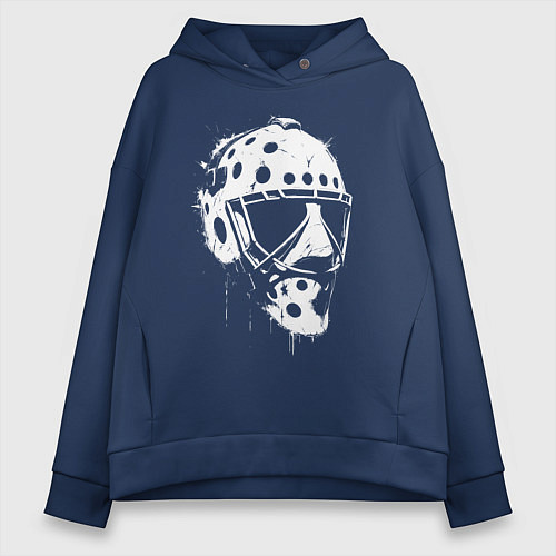 Женское худи оверсайз Белая хоккейная маска / Тёмно-синий – фото 1