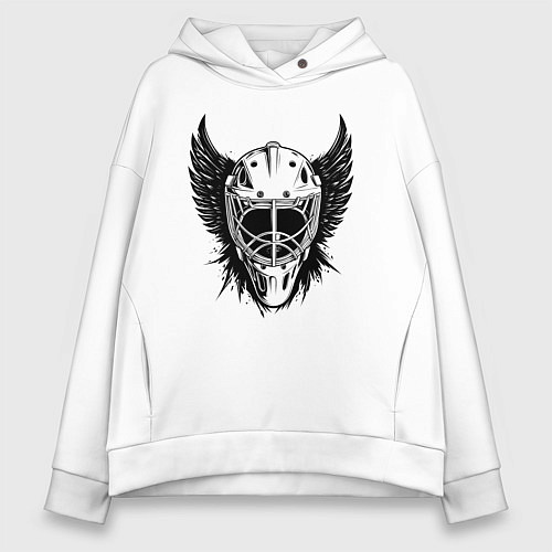 Женское худи оверсайз Крылатая хоккейная маска / Белый – фото 1