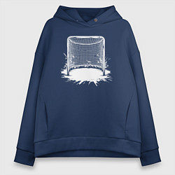 Толстовка оверсайз женская Хоккейная рамка, цвет: тёмно-синий