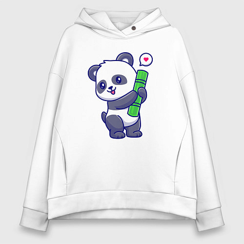 Женское худи оверсайз Бабмуковая милая панда / Белый – фото 1
