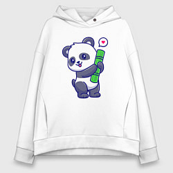 Толстовка оверсайз женская Бабмуковая милая панда, цвет: белый