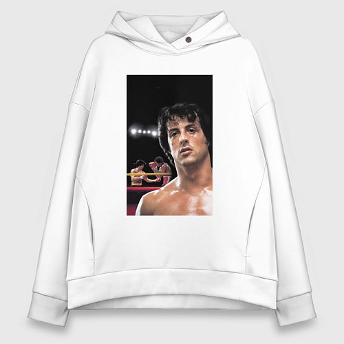 Женское худи оверсайз Рокки Бальбоа / Белый – фото 1