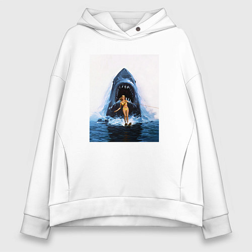 Женское худи оверсайз Челюсти / Белый – фото 1