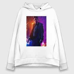 Толстовка оверсайз женская Джон Уик под дождём, цвет: белый