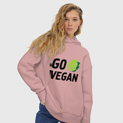 Толстовка оверсайз женская Go vegan, цвет: пыльно-розовый — фото 2