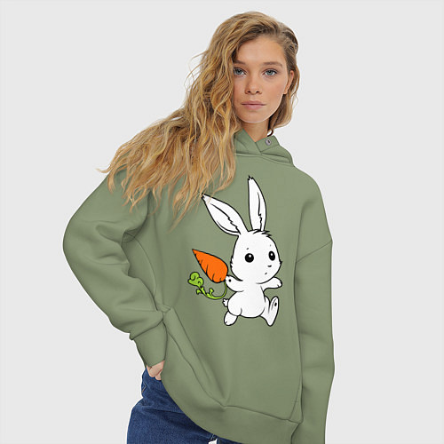 Женское худи оверсайз Зайка с морковкой / Авокадо – фото 3