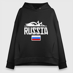 Толстовка оверсайз женская Russia, цвет: черный