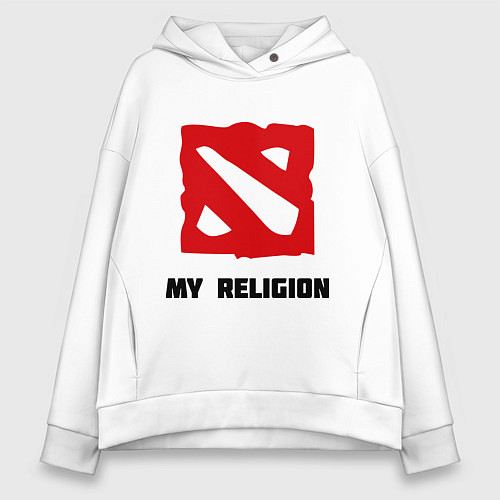 Женское худи оверсайз Dota 2: My Religion / Белый – фото 1