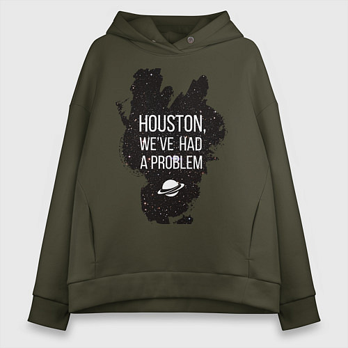 Женское худи оверсайз Хьюстон, у нас проблемы / Хаки – фото 1