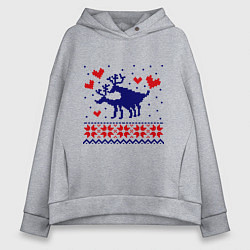 Толстовка оверсайз женская Любовь оленей, цвет: меланж