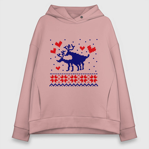 Женское худи оверсайз Любовь оленей / Пыльно-розовый – фото 1
