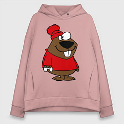 Толстовка оверсайз женская Бобер, цвет: пыльно-розовый
