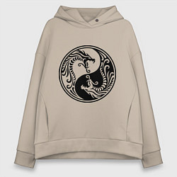 Женское худи оверсайз Два дракона Инь Янь