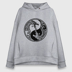 Толстовка оверсайз женская Два дракона Инь Янь, цвет: меланж