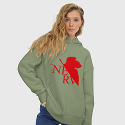 Толстовка оверсайз женская Евангелион NERV, цвет: авокадо — фото 2