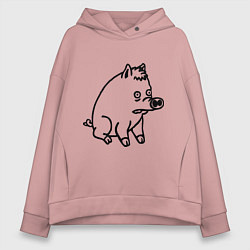 Толстовка оверсайз женская Pig, цвет: пыльно-розовый