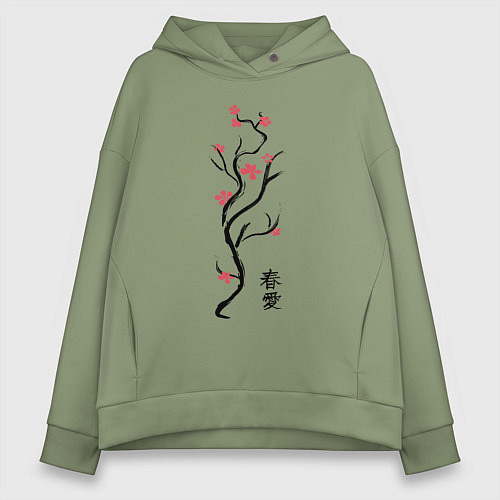 Женское худи оверсайз Весна. Любовь / Авокадо – фото 1
