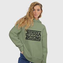 Толстовка оверсайз женская Russia boxing, цвет: авокадо — фото 2