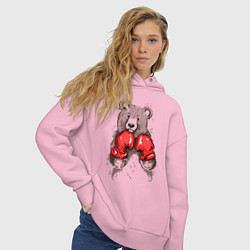 Толстовка оверсайз женская Bear Boxing цвета светло-розовый — фото 2