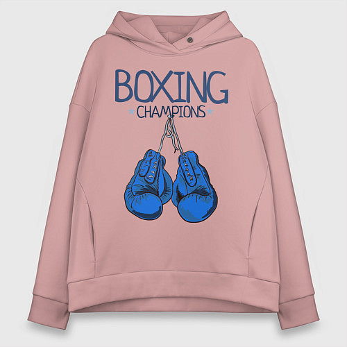 Женское худи оверсайз Boxing champions / Пыльно-розовый – фото 1