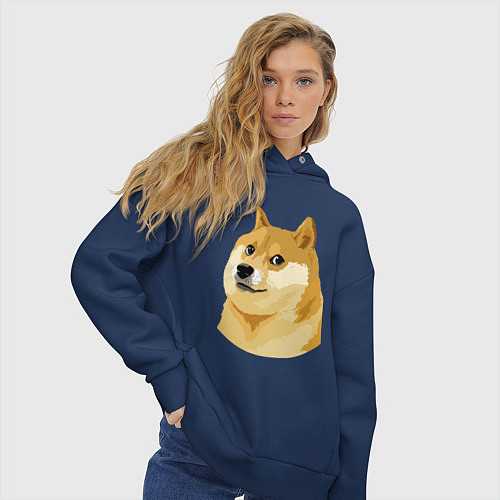 Женское худи оверсайз Doge / Тёмно-синий – фото 3